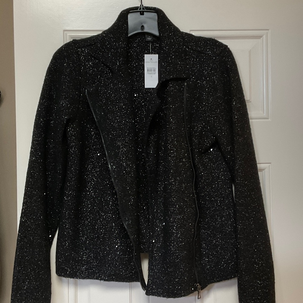 Ann Taylor Black Glitter Blazer